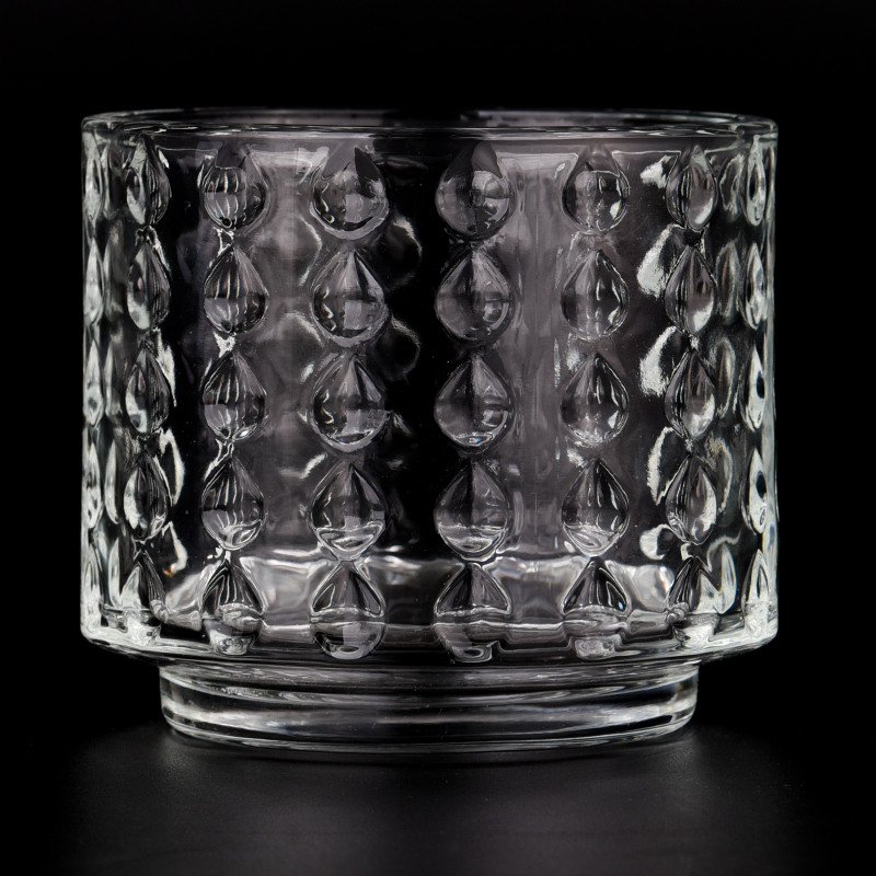 455ml relief pattern glass candle jars wholesale