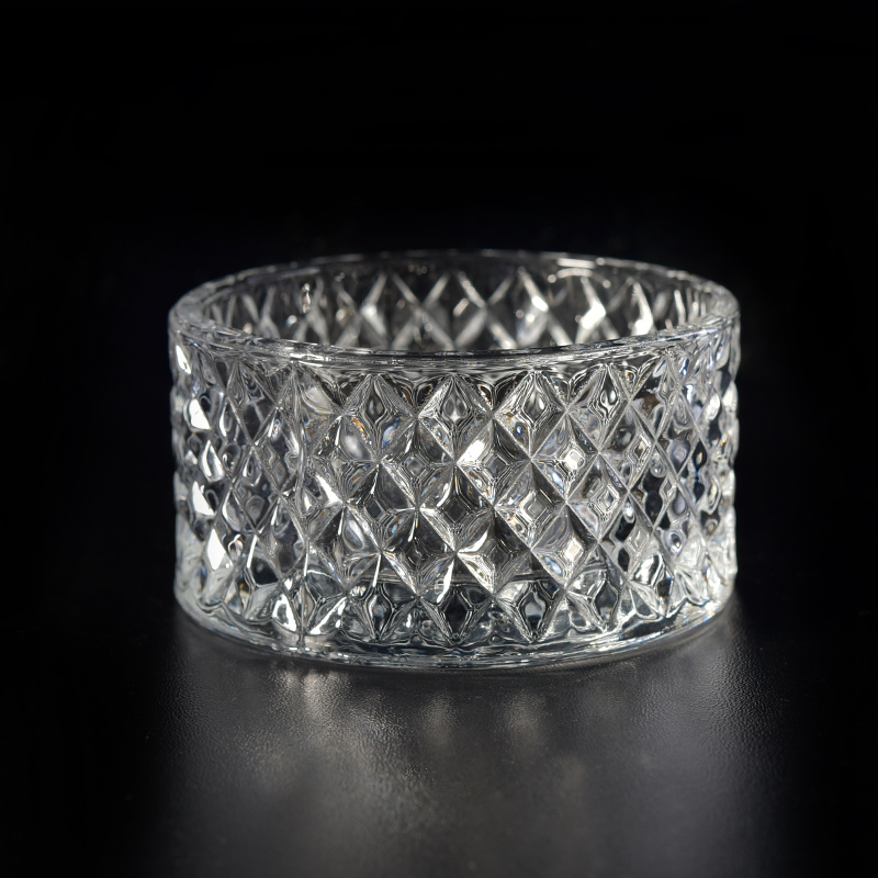 5oz votive glass candle holder with weave pattern