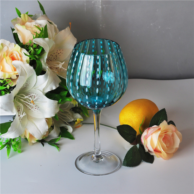 630ml blauen mundgeblasenen Martini-Glas