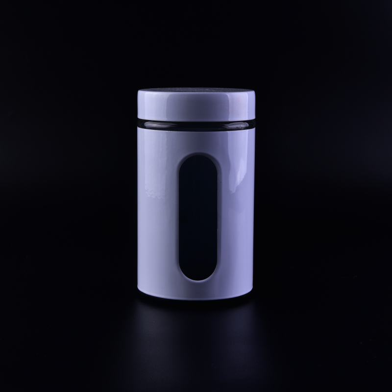 650ml Storage Glass Jars dengan putih dicat berwarna Metal tudung