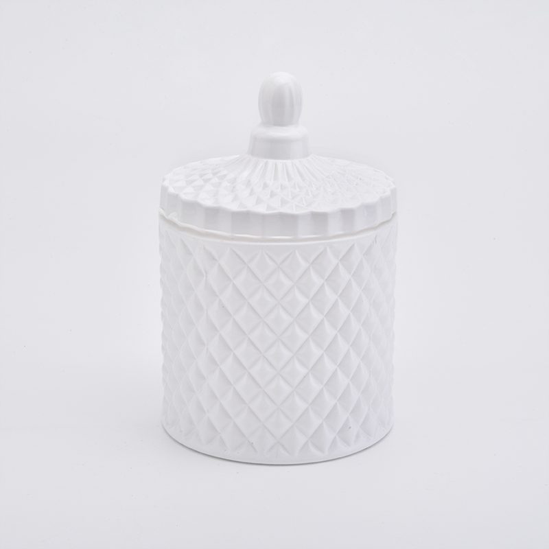 6oz palace style spray white glass candle jars home decorations candle holder with lid