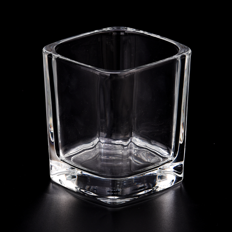 7,5 oz de jarra de velas de vidrio cuadrado transparente