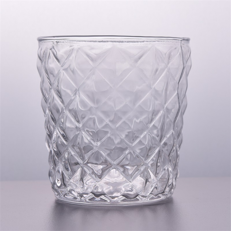 Fournisseur de bougeoirs en verre 7.5oz avec motif de diamant