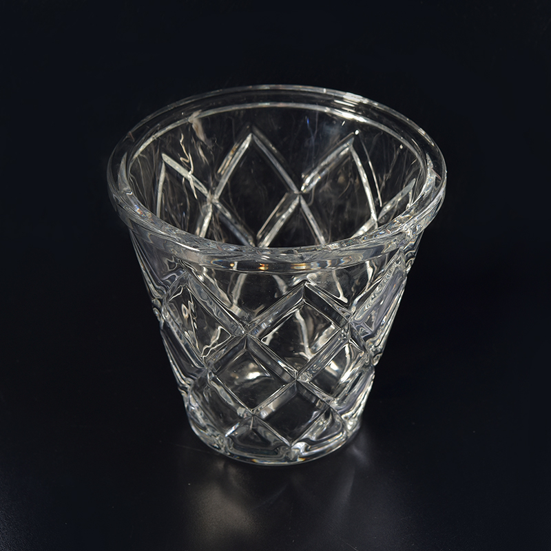750ml Prismatic Clear Glass Lilin Holder dalam bentuk V Home Decor