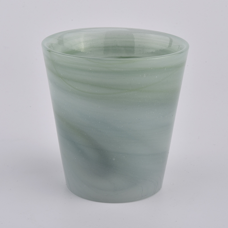 7 Unzen grüne Farbe geschmolzene Glas Kerzenhalter