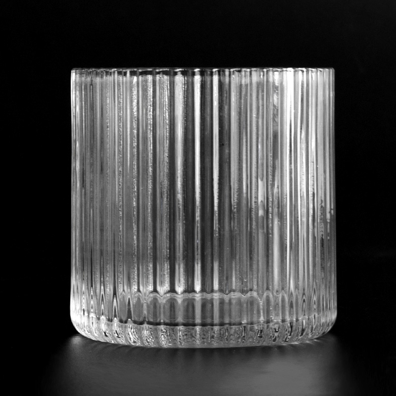 7oz stripe pattern glass candle vessel