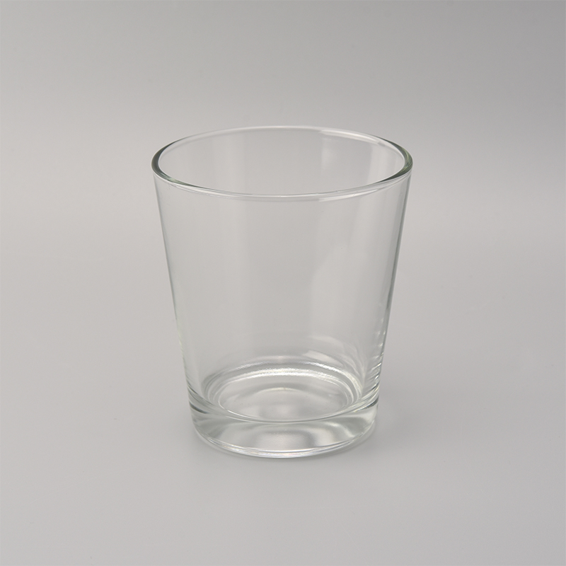 Pot de bougie en verre transparent en forme de v de 8 oz