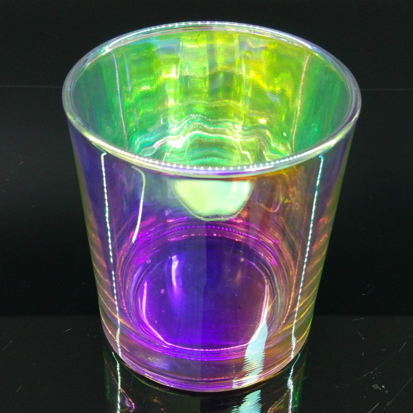 8オンスの虹色のガラスキャンドル容器
