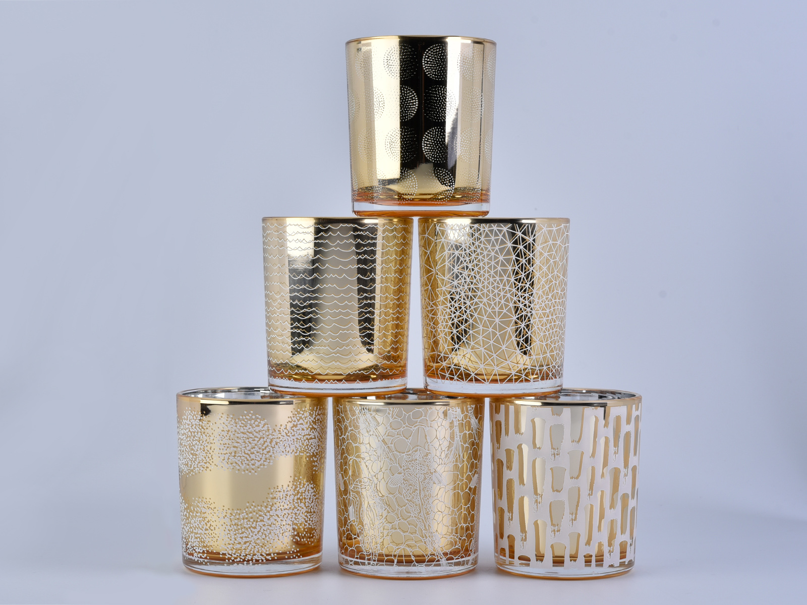 silk screen printing glass candle holders with gold color