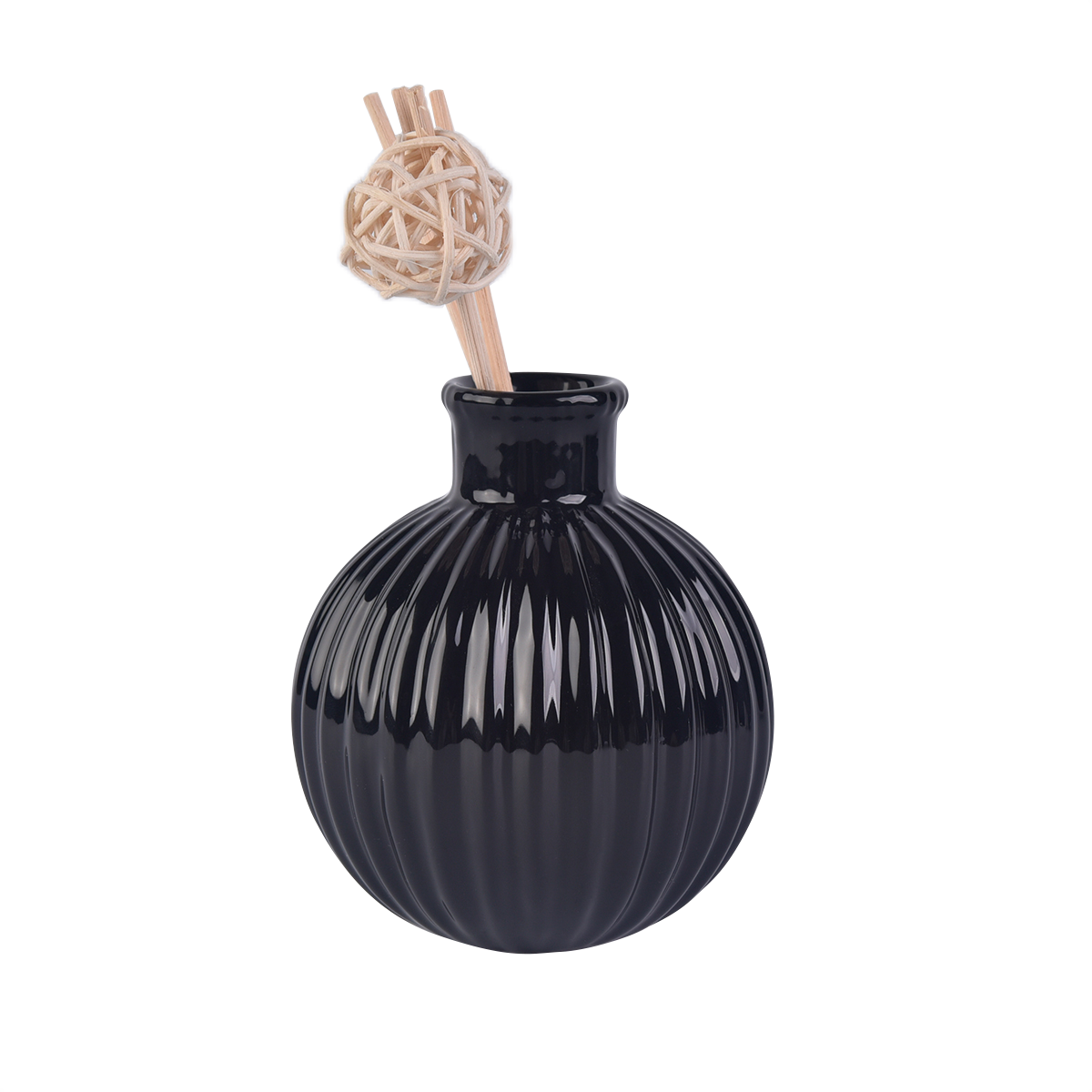 Botellas de difusor de cerámica glaseada de 8 oz negra