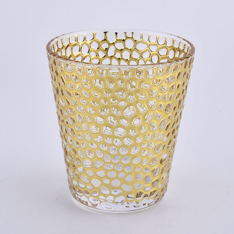 8OZ Złoto galwaniczne szklane świeczniki