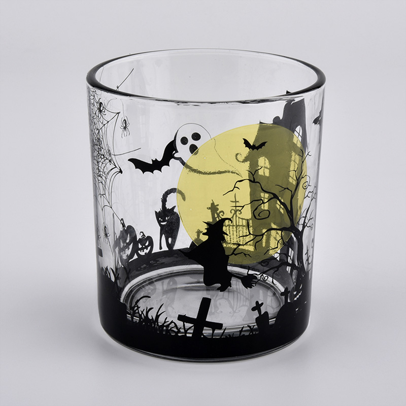 Vasetti di candela in vetro decorativo 8oz all'ingrosso per Halloween