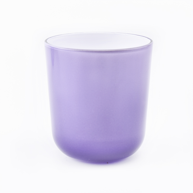 8oz pemegang lilin kaca ungu dengan bahagian bawah bulat