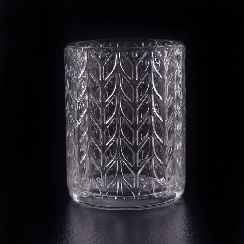 8 أوقية الشمع ملء اسطوانة حاملي الشموع الزجاجية مع تصميم شجرة