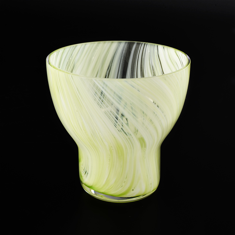 8 oz revestimiento de vela de vidrio con recubrimiento amarillo antorcha tarro de vela decoración del hogar