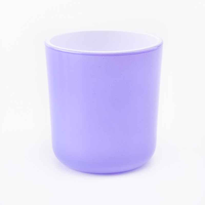 9oz round shape glass candle holders with purple color