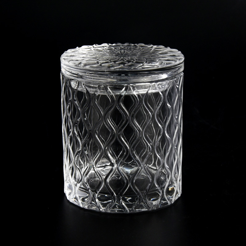 9盎司透明的玻璃蜡烛空容器带盖批发商