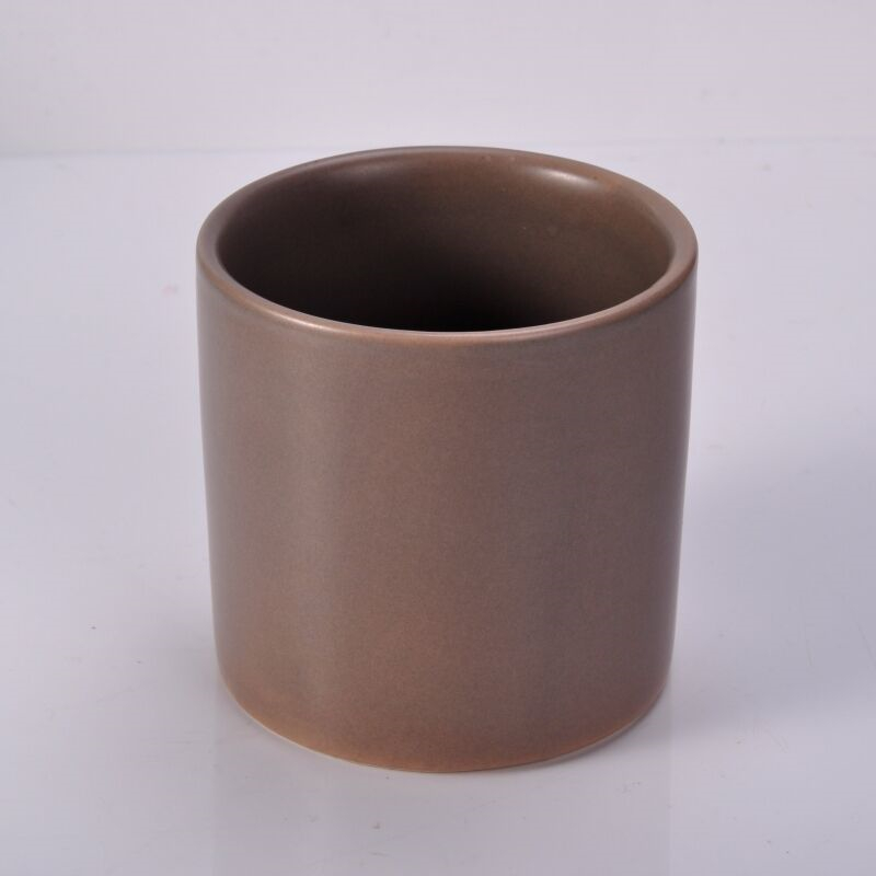 ASTM Passed Cilindro Brown colori ceramica smaltata supporto di candela con MOQ basso