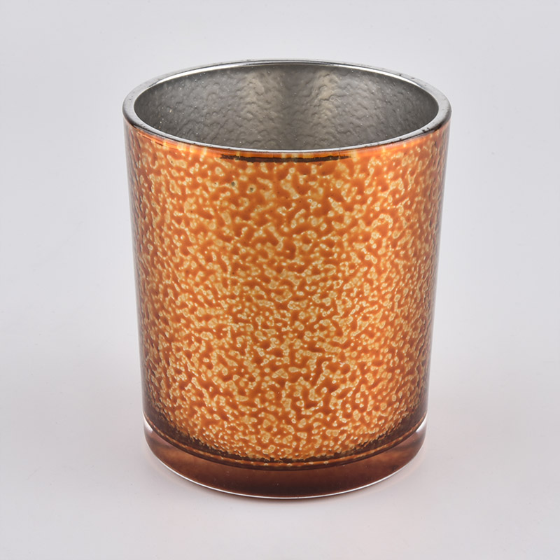 Amber Color Sprayed Glass Candles Jars Wholesale