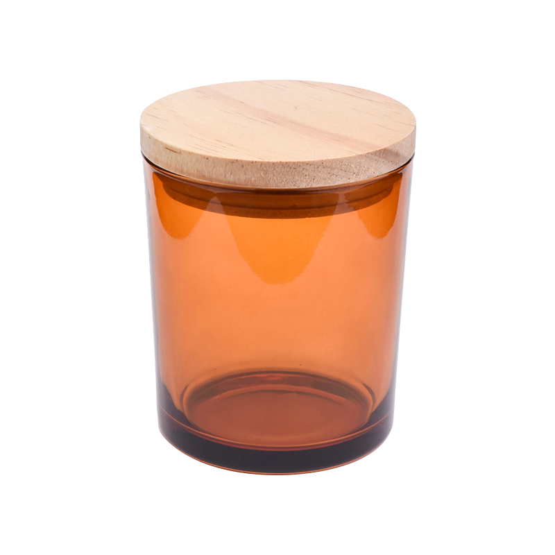 Jar bougeoir en verre ambre avec couvercles