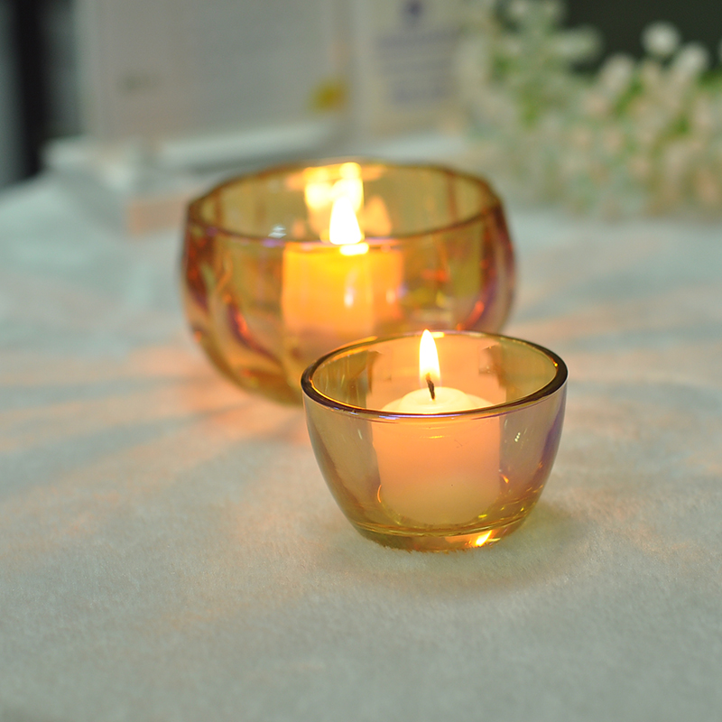 Apple Shaped Ion Plating Glass Candle Holder
