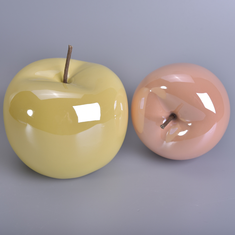 Bougeoir en céramique en forme de pomme avec couvercle