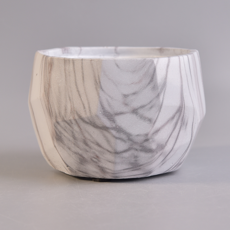 Beautiful marble effect cement candle making jars