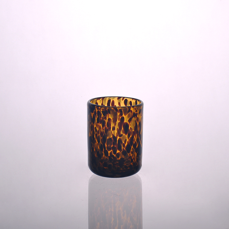 Schwarzer Feststoff Kerzenhalter aus Glas mit Flecken