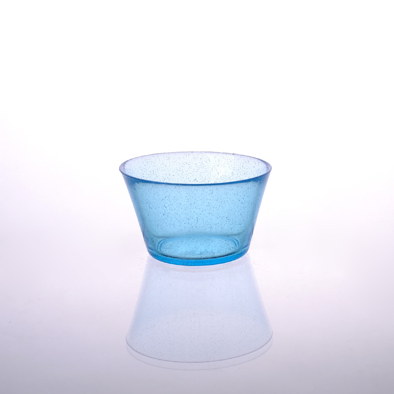 Blue bubble glass candle holder