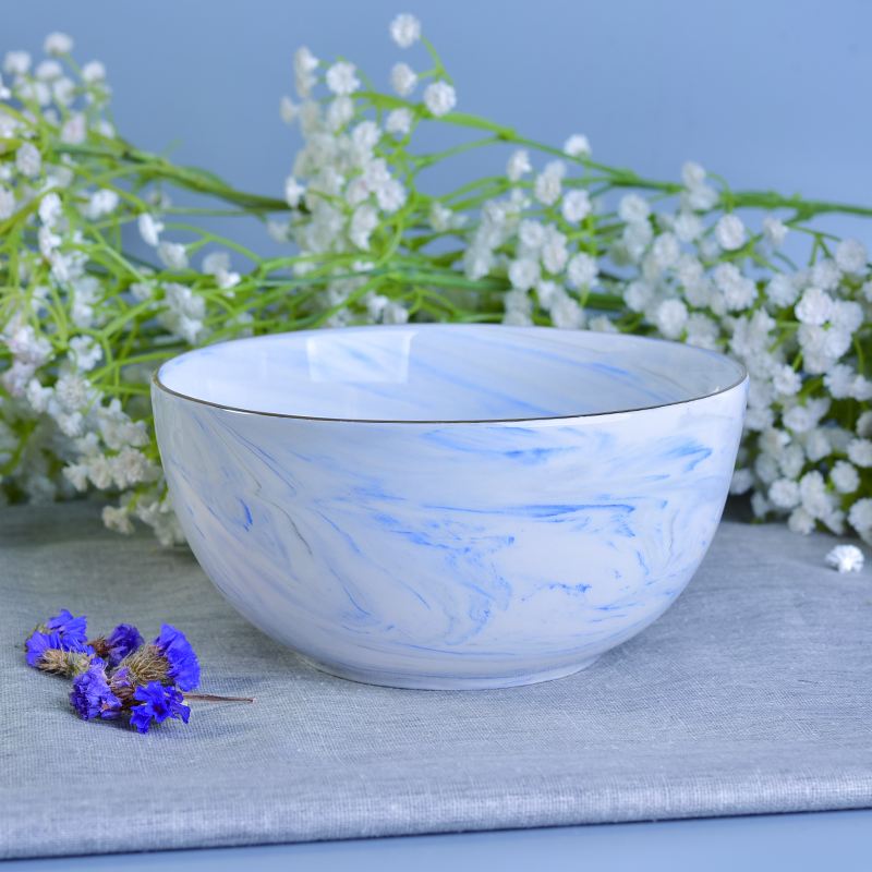 蓝色大理石陶瓷蜡烛碗为家庭装饰