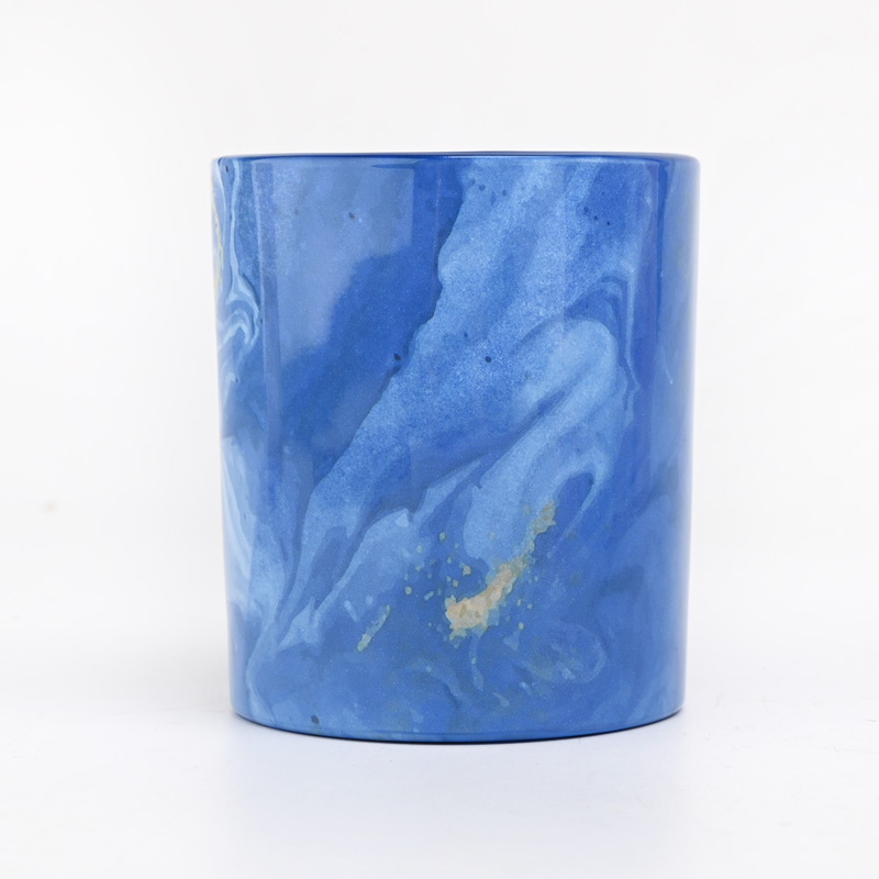 Blue patterm design 300ml glass candle jar  supplier