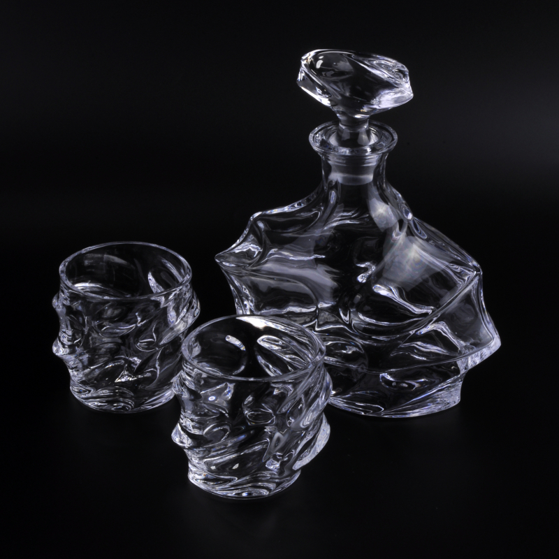 set whisky decanter in vetro Boemia
