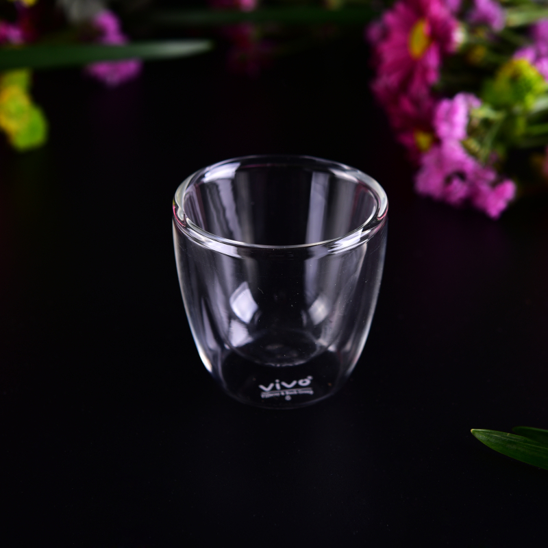 Tasse en verre à double paroi en verre borosilicate 95ml