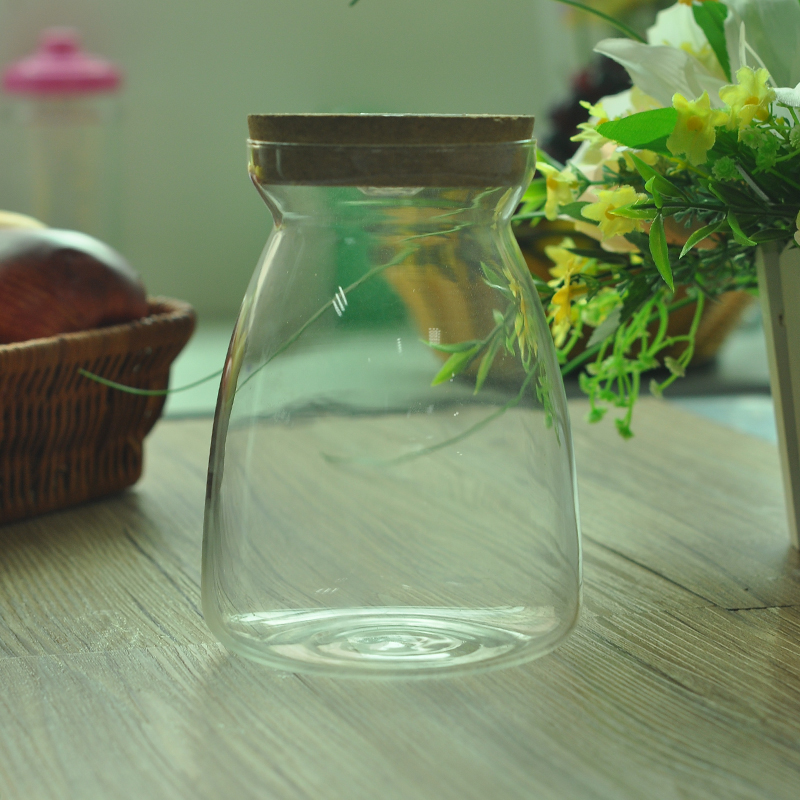 Borosilikatglas Glas Glas Conister mit Holzdeckel