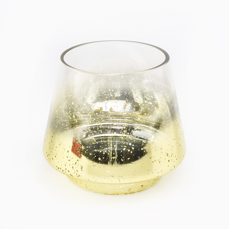 Kerzenglas, Kerzenhalter aus Glas mit luxuriösem Quecksilber, der Gold verziert