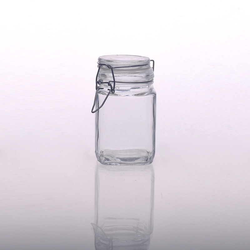 Caramelo frijol frasco de vidrio de contenedores con el clip de la tapa
