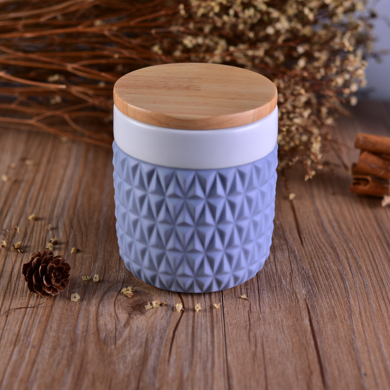 Tarro de velas de cerámica con tapa hermética de madera de roble