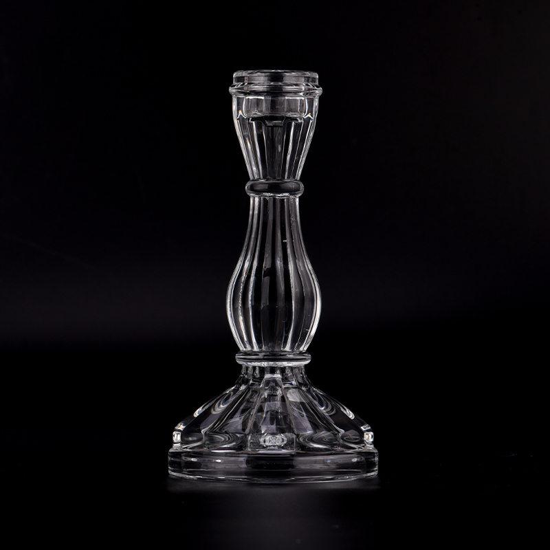 Candelador de vidrio de cristal de estilo clásico Mesa de comedor Candelera de vidrio de cristal para decoración