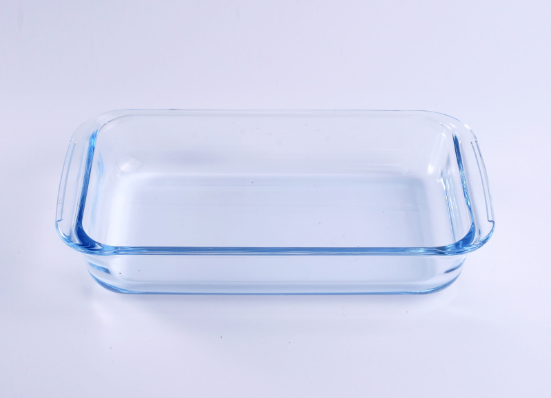 Clear Rectangle Fruit Plate Glass Dish with Handle