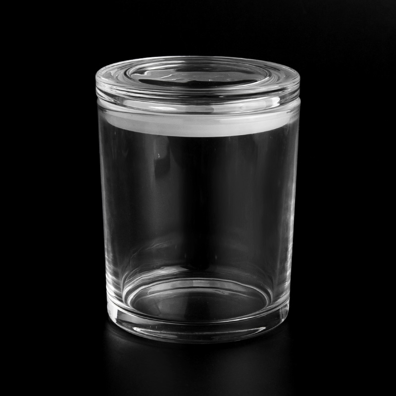 Clear custom glass candle jars cyclinder jars with lids wholesale