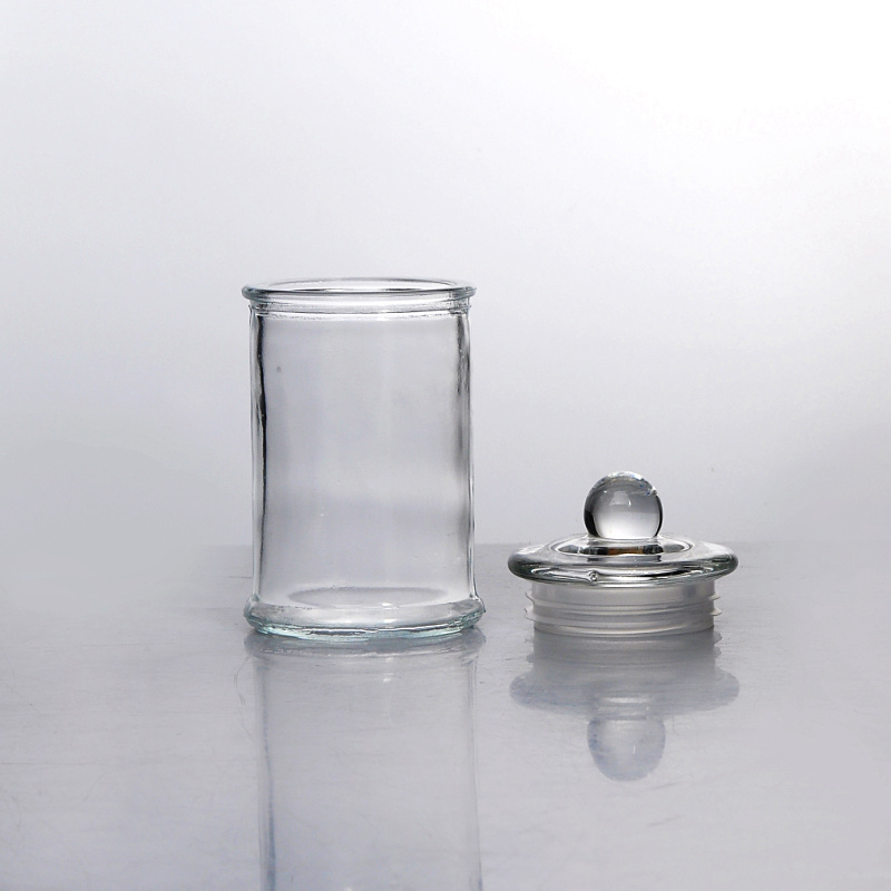 Clear glass candle jar with lid wholesale
