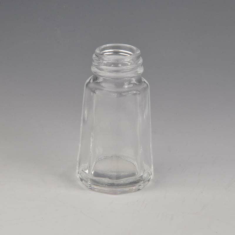 Clear glass essential oil bottle