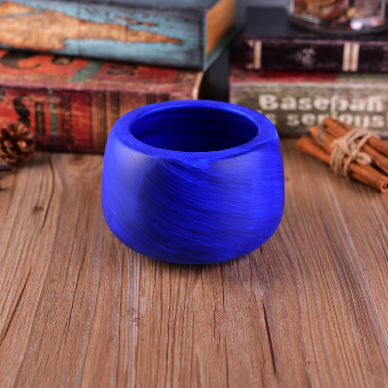 Blu cobalto pittura a mano vaso candela ceramica