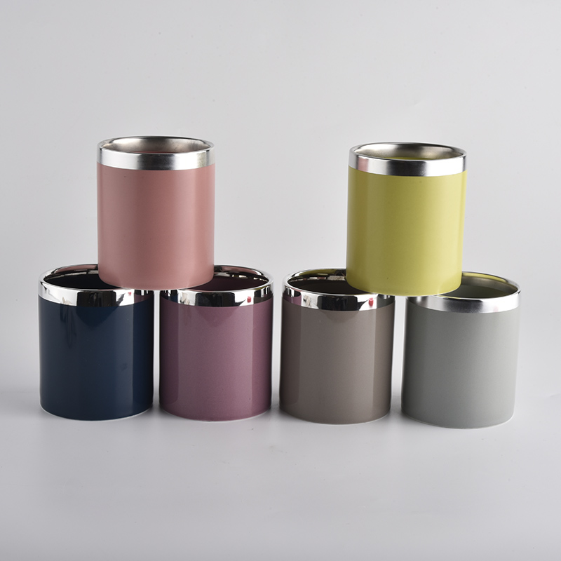 Pots de bougie en céramique émaillés de couleur de 11 oz en gros