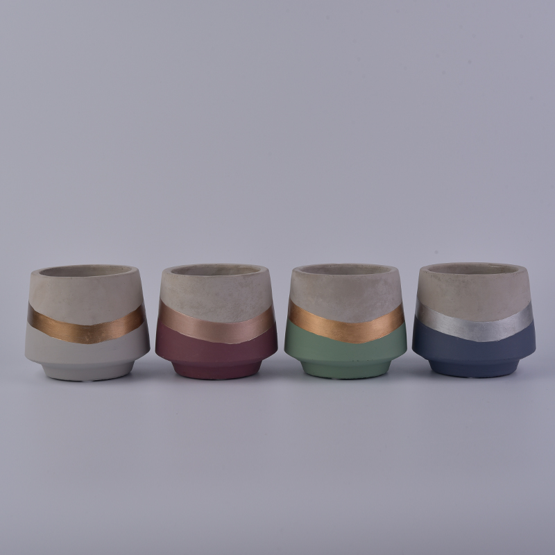 Color bottom concrete candle holder in different size