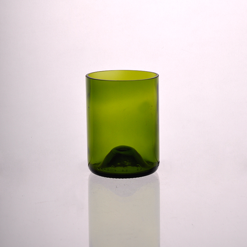 Colored cut glass candle holder