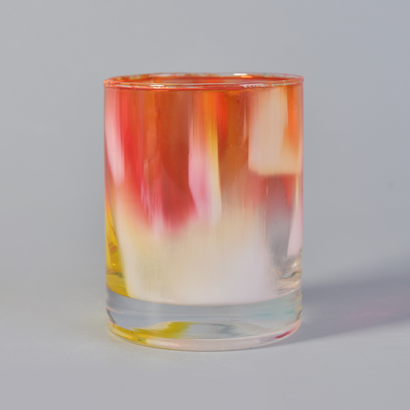 Jarro colorido de vela de vidro atacado