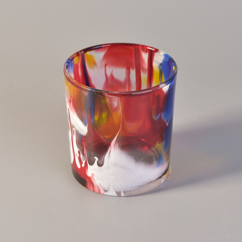 Tarro de vela votiva de vidrio pintura colorida