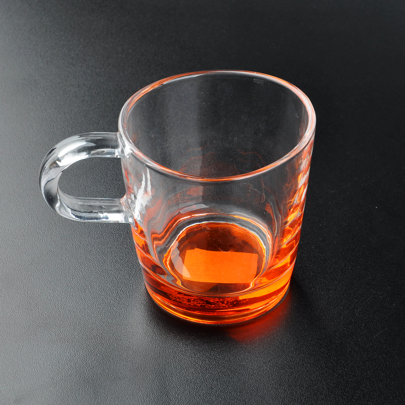Coloured Base Glass Tea Cup Mug