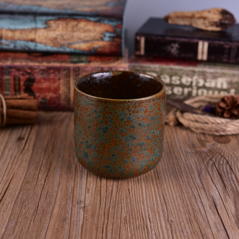 Copper Rust Transmutation Glazed Fl 19oz Ceramic Candle Holder